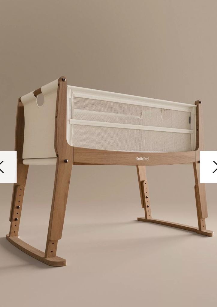 SnüzPod Studio Bedside Crib, Walnut/Cashmere