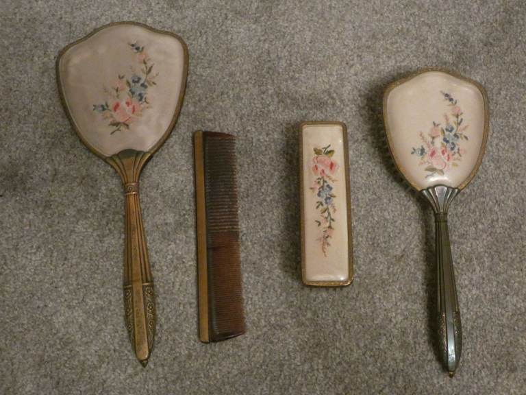 Vintage 4 Piece Vanity Dressing Table Set-Brush/Comb/Mirror/Clothes Brush