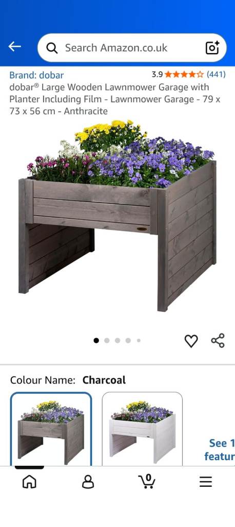 Dobar Large Wooden Lawnmower Garage with Planter – Charcoal