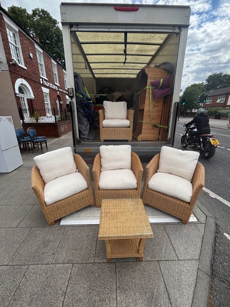 Rattan Garden Patio Furniture Set – 3 Chairs & Small Table