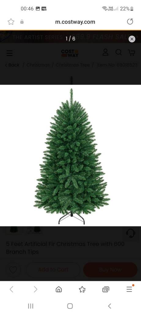 New Artificial Christmas Tree – Green, 6ft