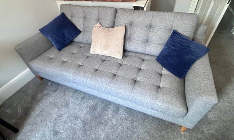 Nearly new 3-seater John Lewis grey tweed sofa