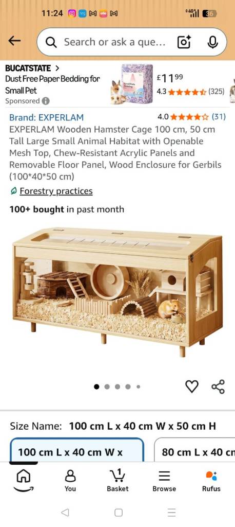 New Hamster, rat, guinea pig, gerbil cage box house wooden
