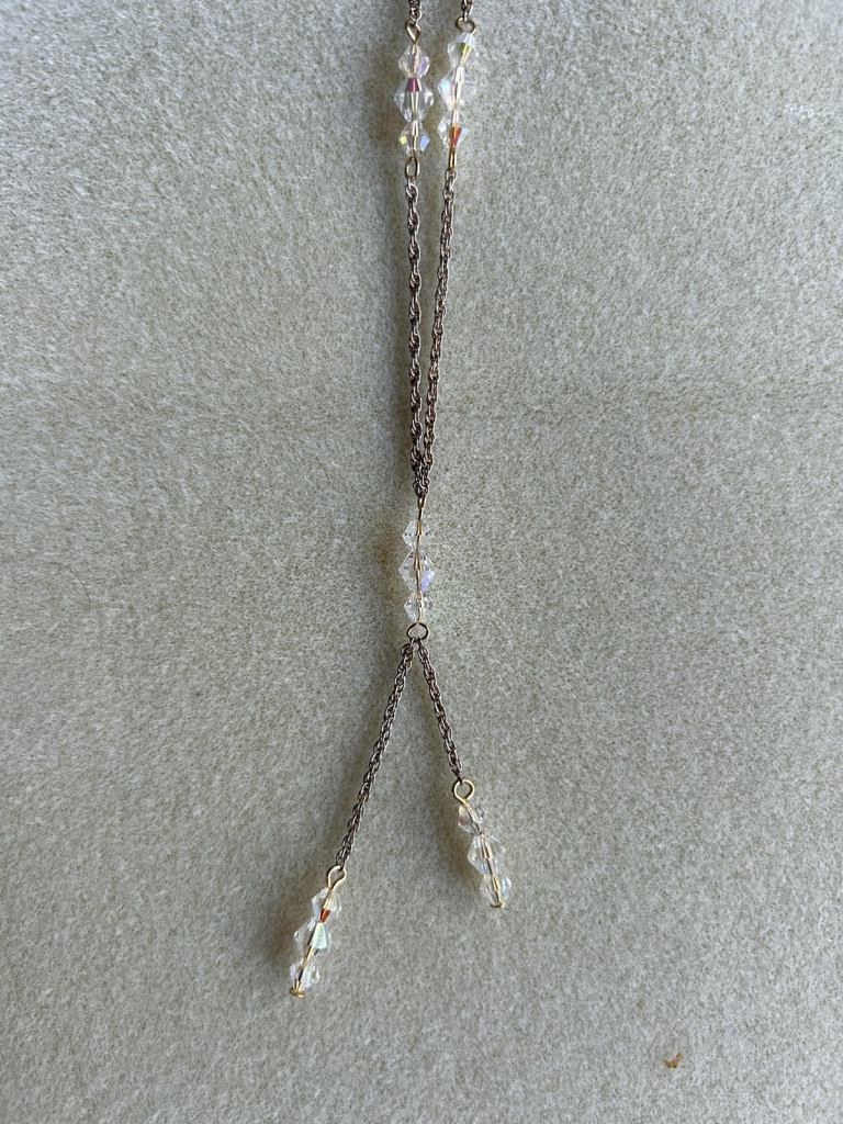 Vintage gold plated beaded Y necklace 