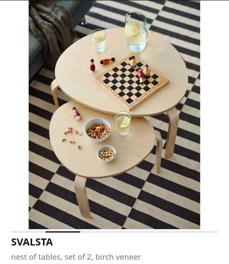 Vintage Ikea Svalsta Nest Of Two Bentwood Birch Ply Asymmetric Tables