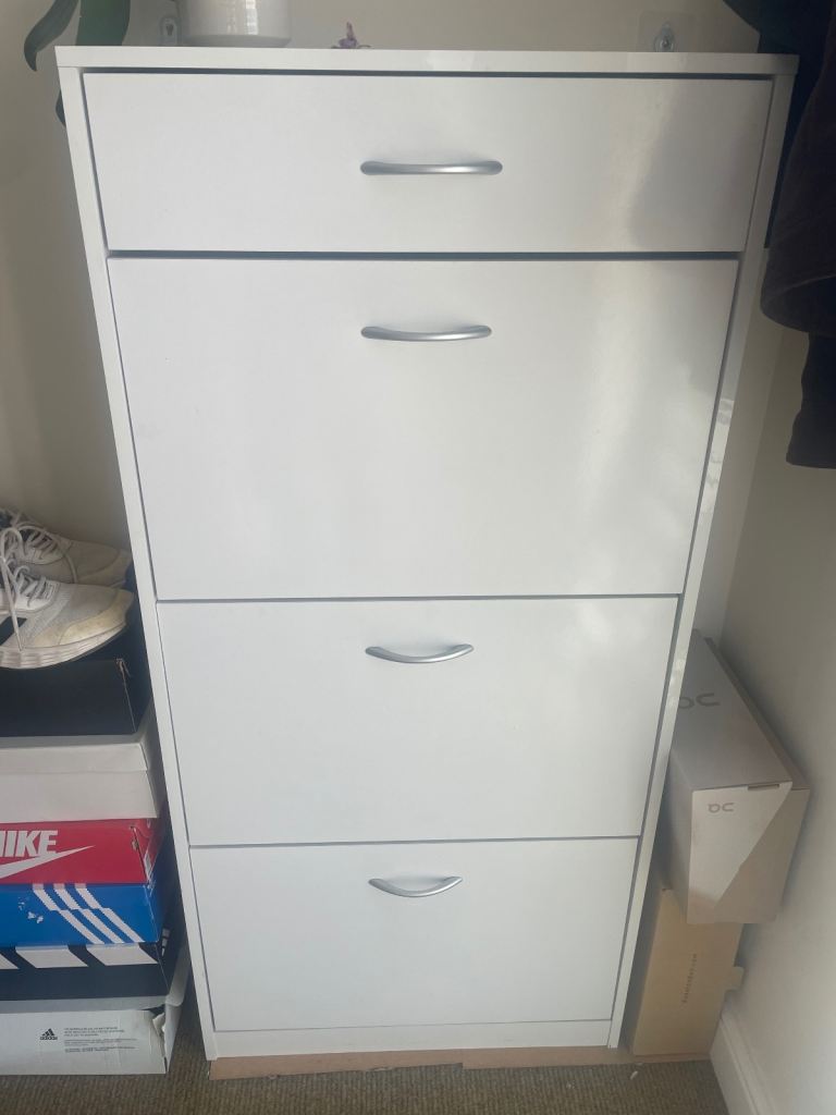White Wooden Shoe Storage Cabinet 