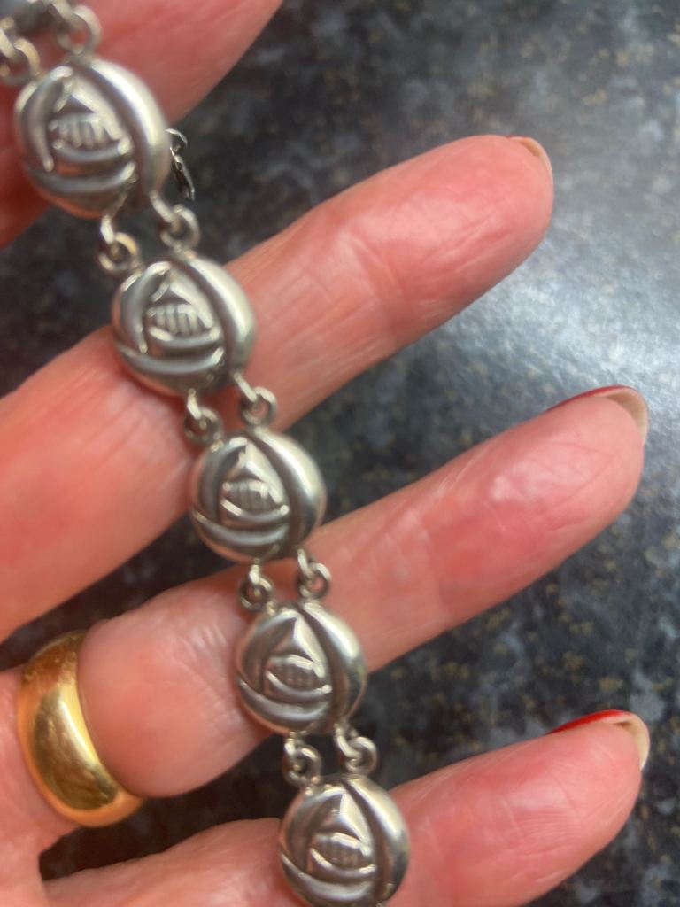 Solid Silver Bracelet, style of Charles Rennie Macintosh. Length 7/7.5” coll/del only