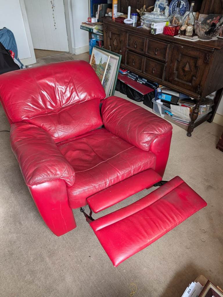 Free red leather reclining armchair