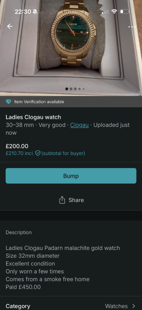Clogau ladies watch 