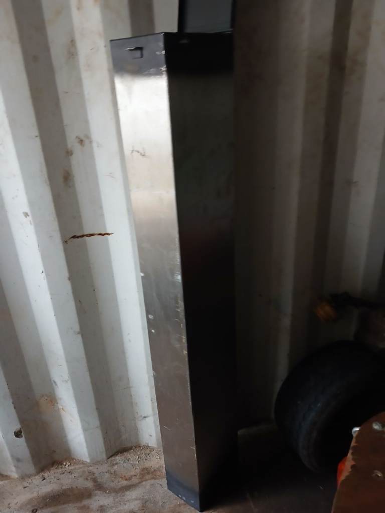 Stainless steel  box with lockable end door.