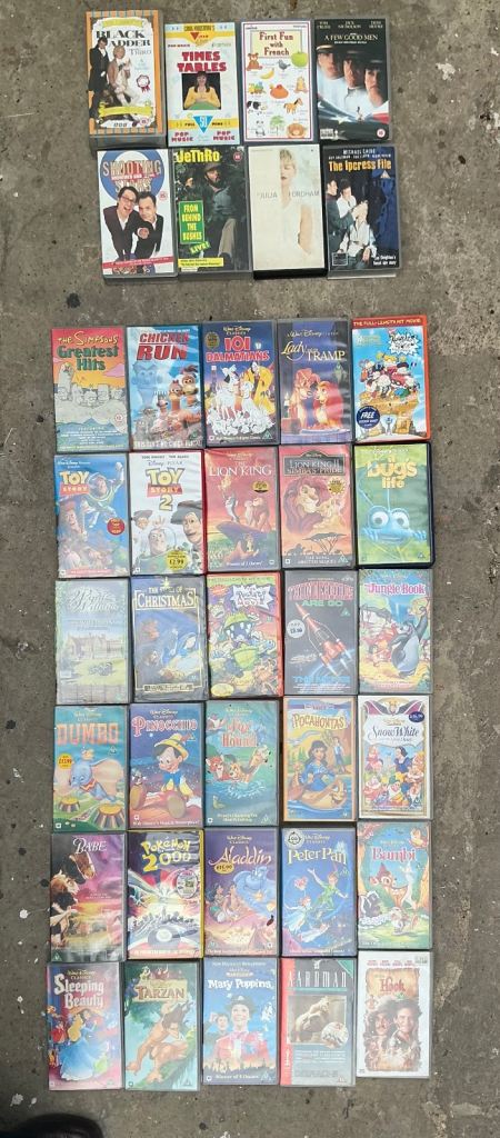 Free.- 38 VHS Video Cassettes tapes all in very good condition.