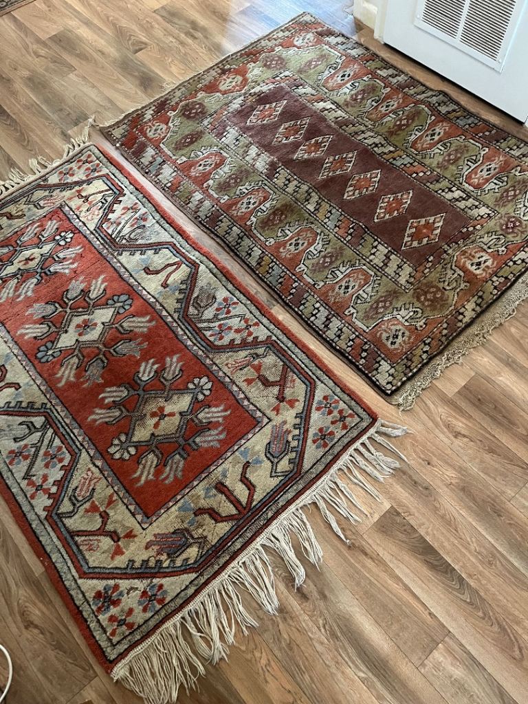 X2 Vintage Handmade Turkish Wool Rugs