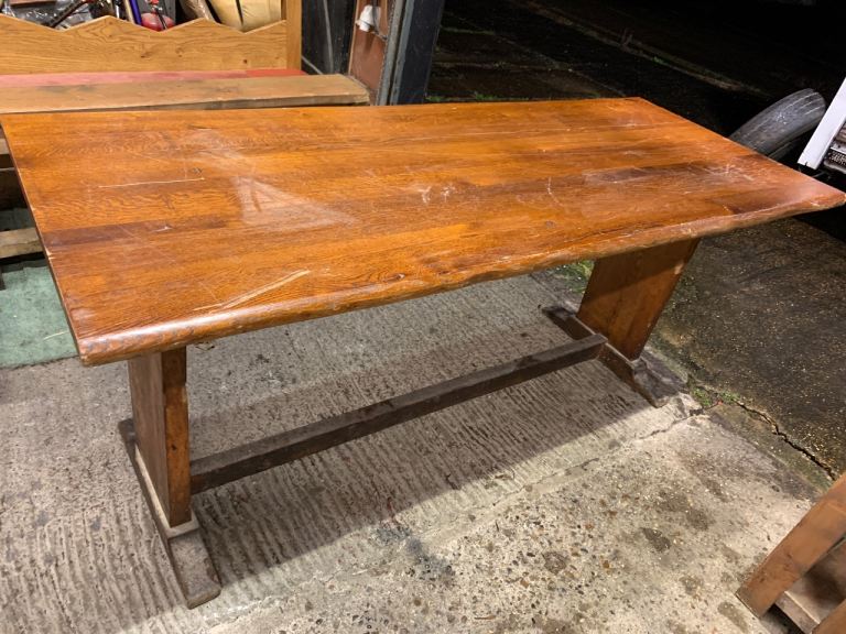 Rustic wooden large kitchen Dining Table - Vintage retro antique shabby chic Style