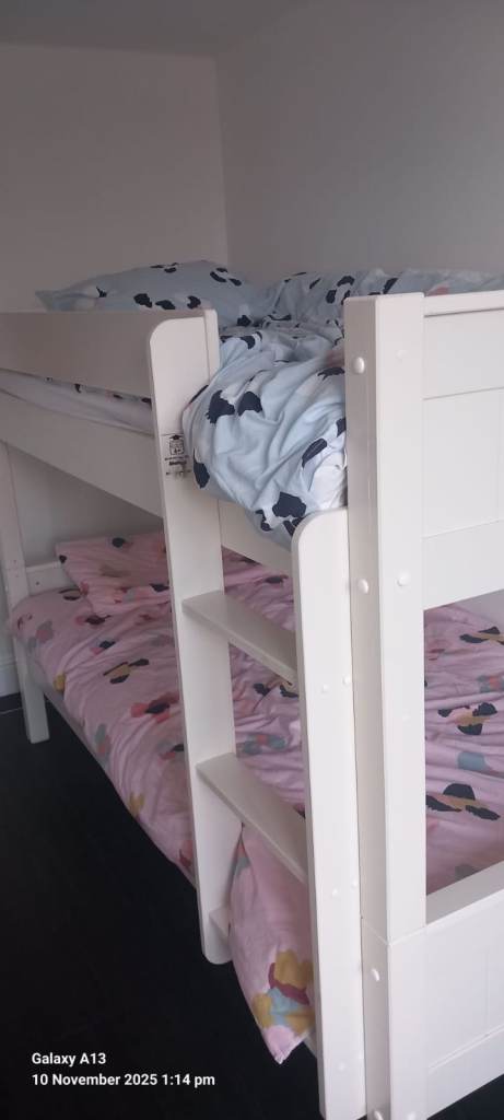 White Wooden Bunk Beds – Good Condition