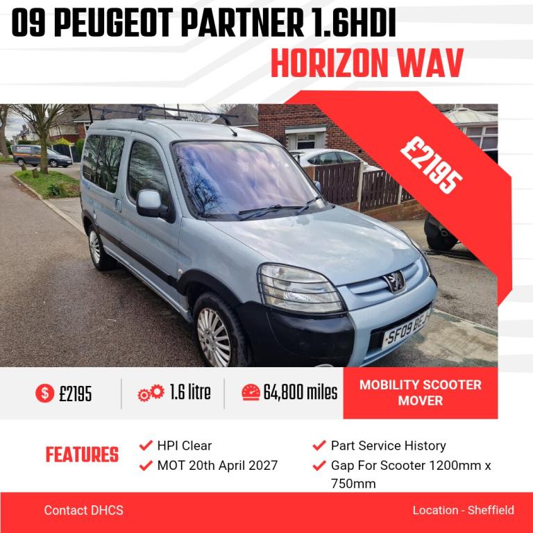 2009 Peugeot Partner 1.6 HDi Horizon 5dr MPV Diesel Manual