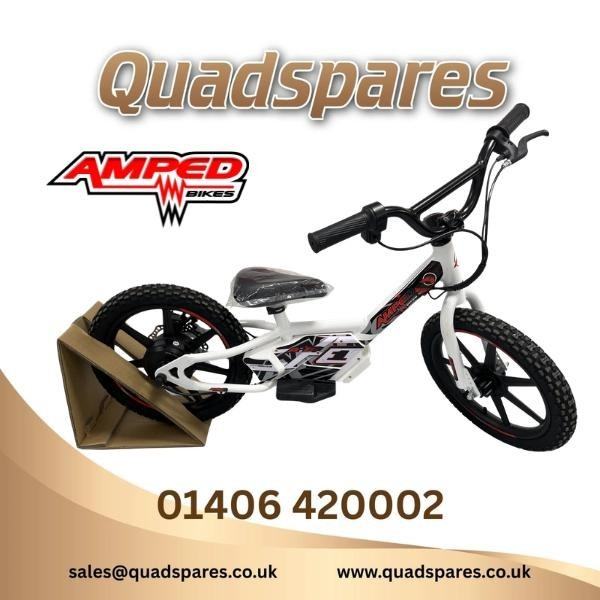 Amped A10 White 240W Kids Electric Balance Bike New Stock At Quad Spares, Lincs