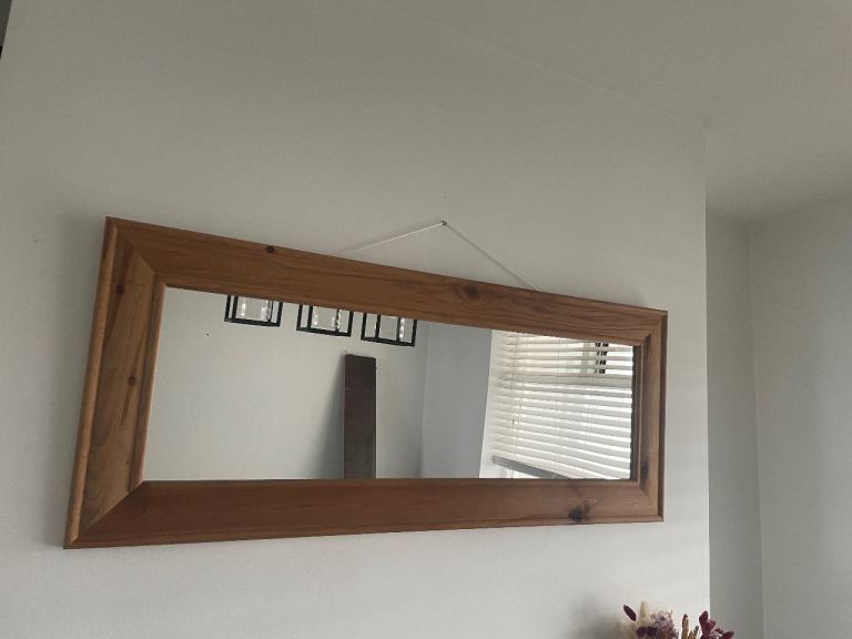 Large Wooden Framed Wall Mirror - Good Condition
