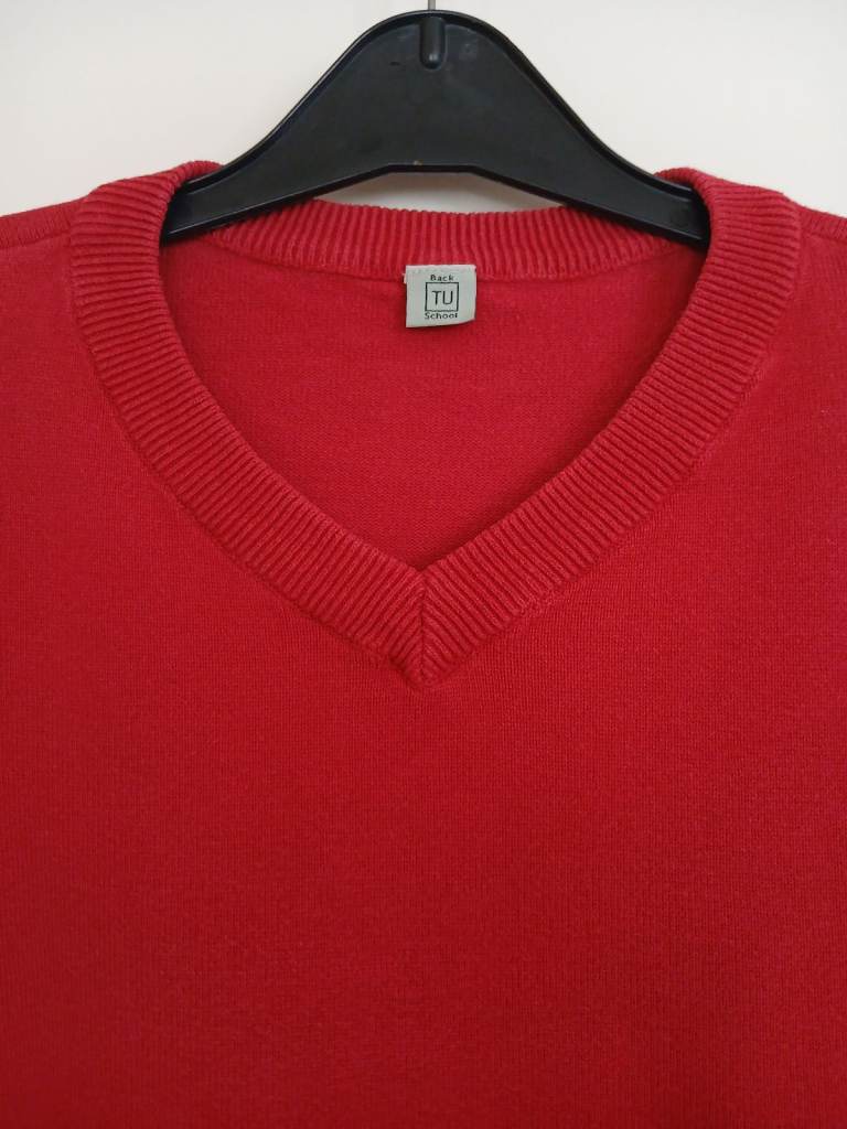School Uniform Jumper, Red V-neck. Age 12