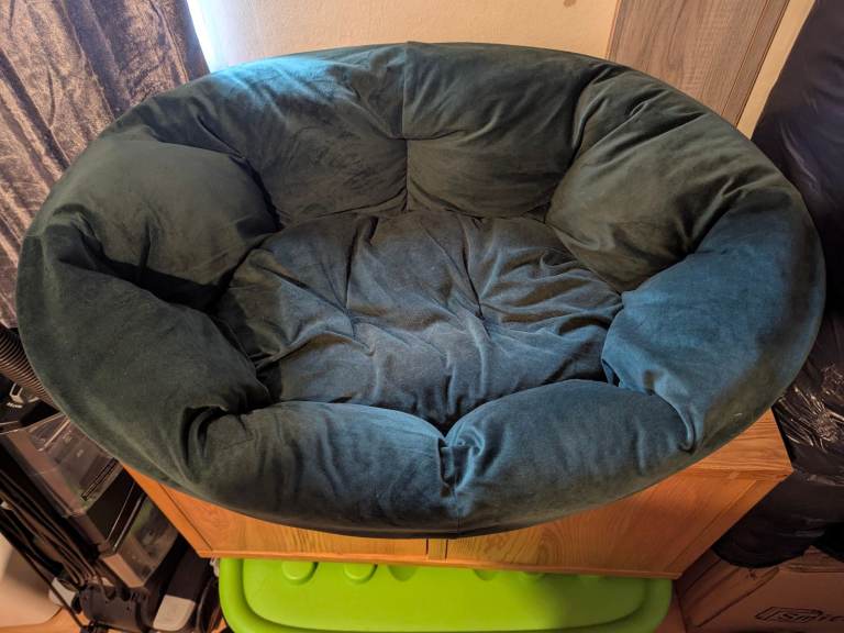 Dark Green Velour Pet Bed