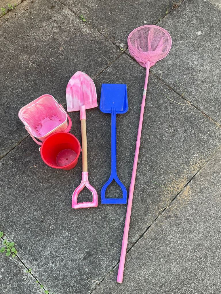 Buckets and spades and fishing net