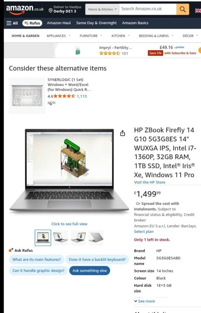HP ZBook Firefly G10 14 workstation Intel i7-1370P 14 Cores 5.2GHz,16GB DDR5 256GB SSD