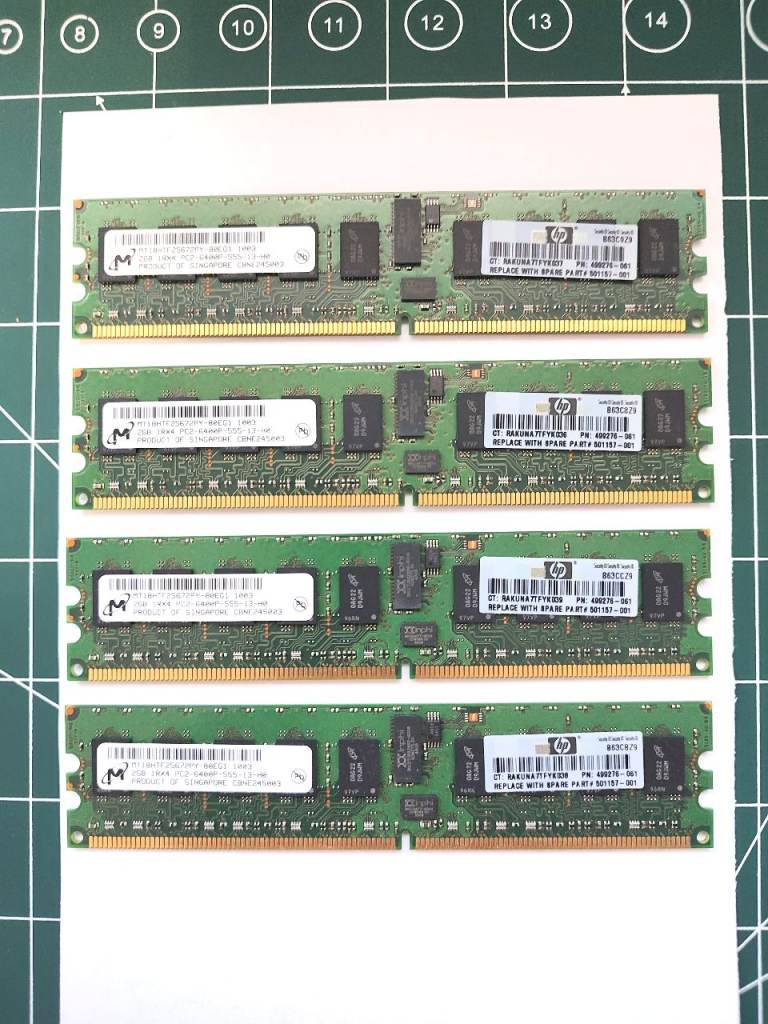 4x Micron 2GB PC2-6400P-555-13-H0 1Rx4 server ram