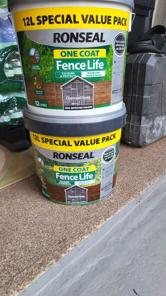 Ronseal One Coat Fence Life 12L - Charcoal Grey