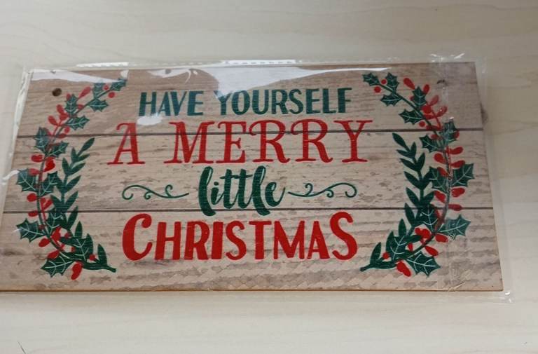 Wooden Christmas hanging plaque size 20 cm x 10 cm