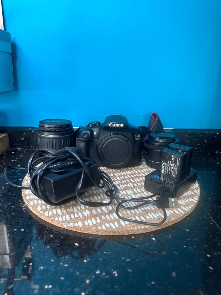 Canon EOS 1300D DSLR Camera with 2 Lenses, 128GB SD Card & 3 Batteries