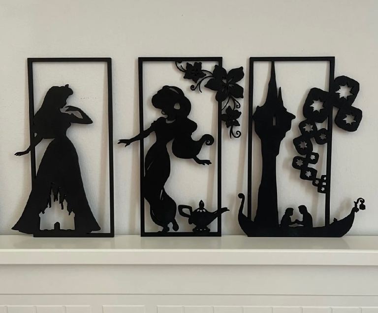 Disney Princess Silhouette Wall Art - Black, New Condition