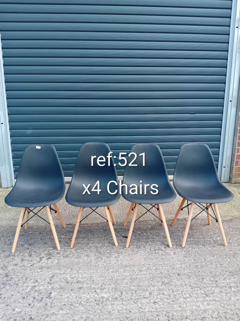 Set of 4 wood and plastic dining chairs, ref:521