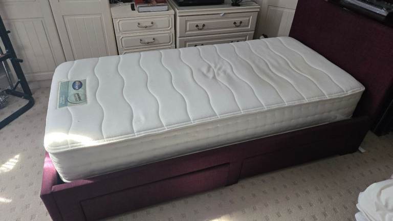 Single bed and mattress
