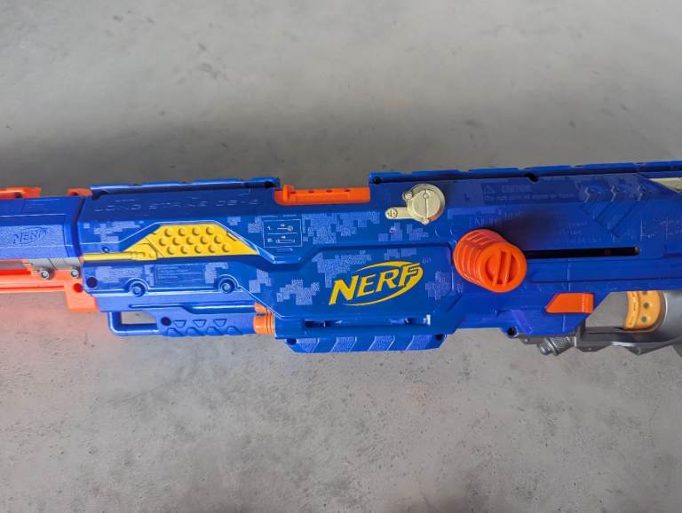 Nerf N-Strike Longstrike CS-6 Blaster Gun Riffle, Dart Magazine Clips & Bipod Stand