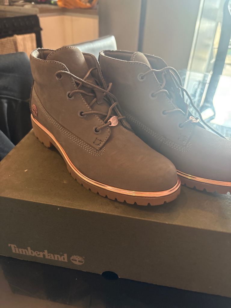 New Timberland Boots - Grey with Rose Gold Detail