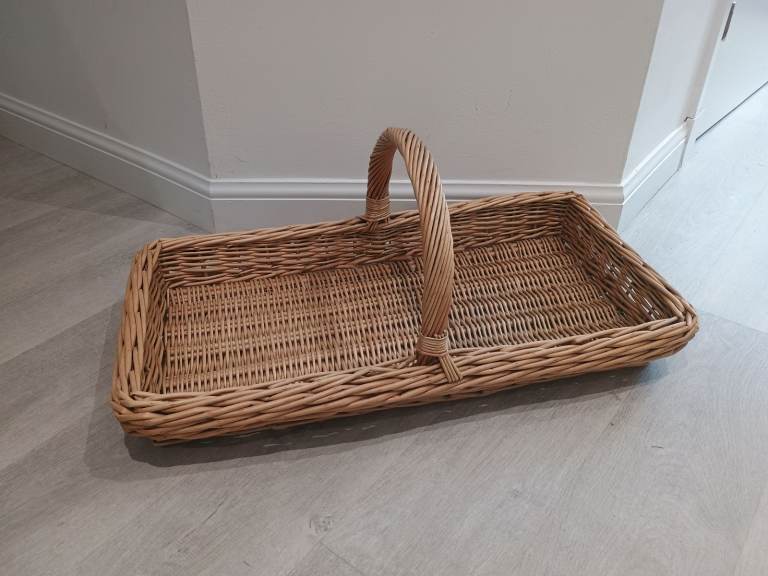 Vintage Wicker Trug/Garden/Flower/Harvest Basket Foraging Allotment Wood Log Kindling Display