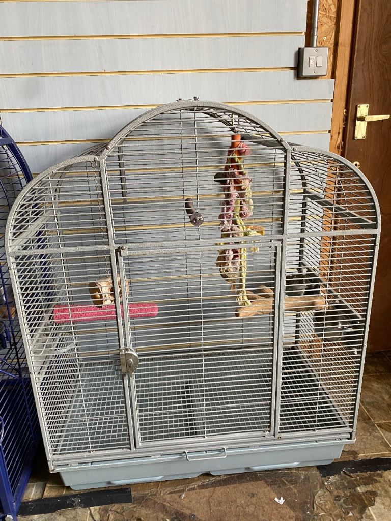 Large Grey Bird Cage with Accessories