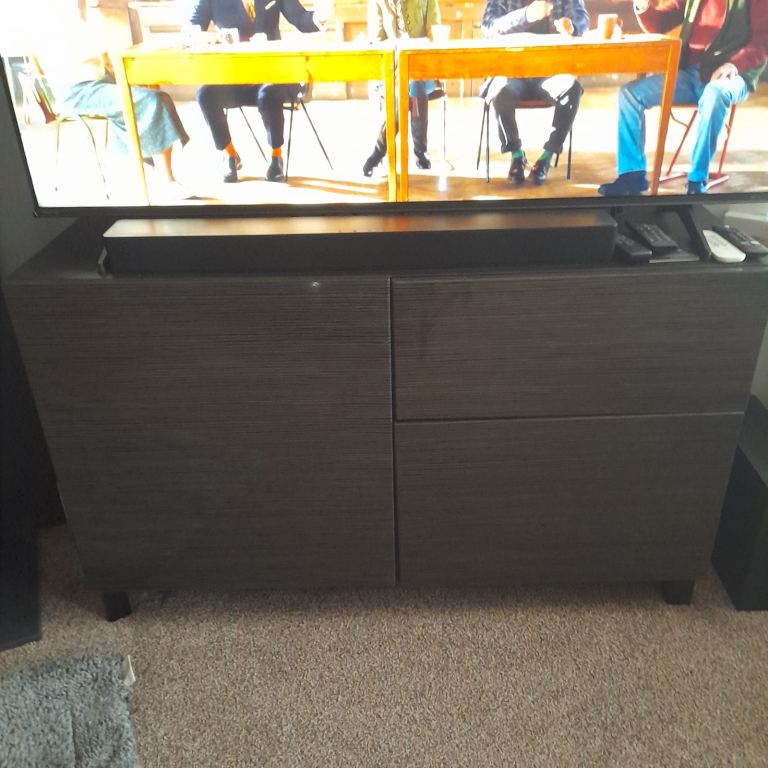 Modern Grey Wood Effect TV Unit / Sideboard – Good Condition
