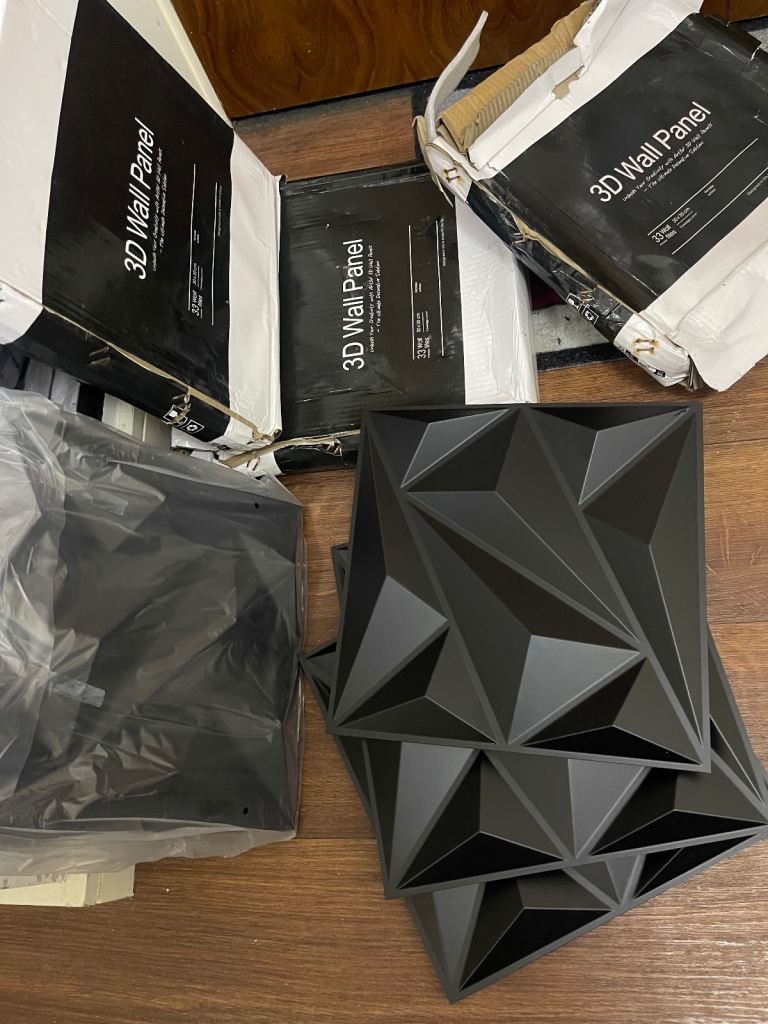 3D tiles wall panels black and white colour 