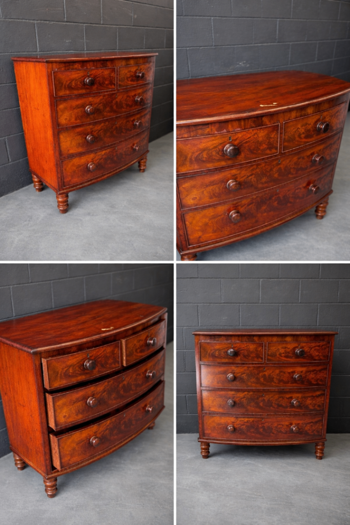 Antique Victorian Mahogany Bow Front Chest of Drawers