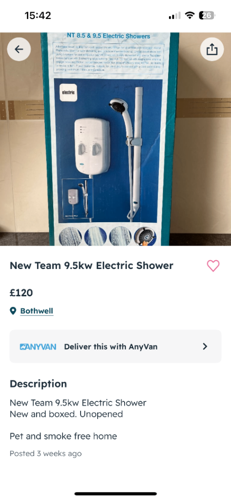 New Team 9.5kw Electric Shower