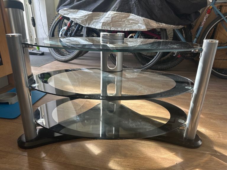 Glass shelved TV stand