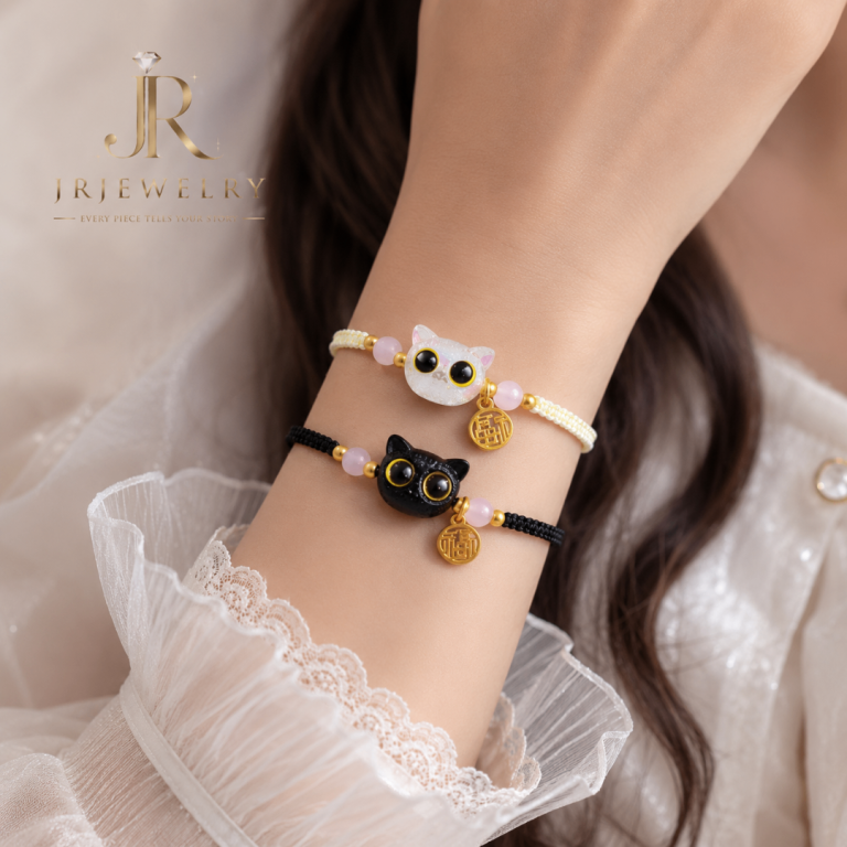 Cute Cat Charm Bracelets – Black & White, New