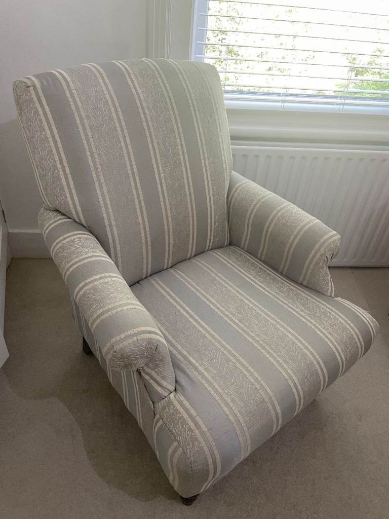 Striped Armchair  - Colour Light Duck Egg Blue/Grey