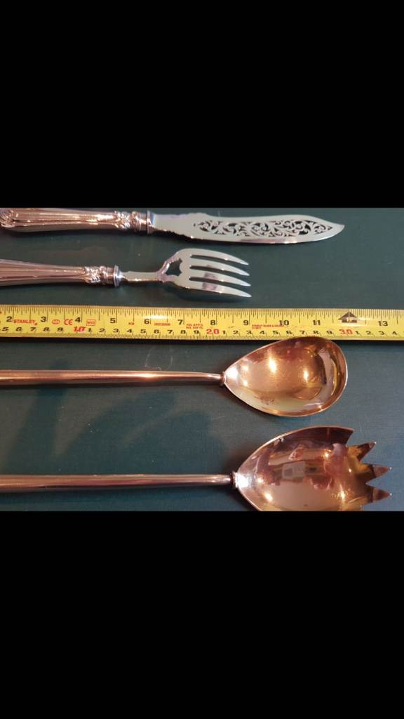 BARGAIN Antique sterling silver salad and fish servers