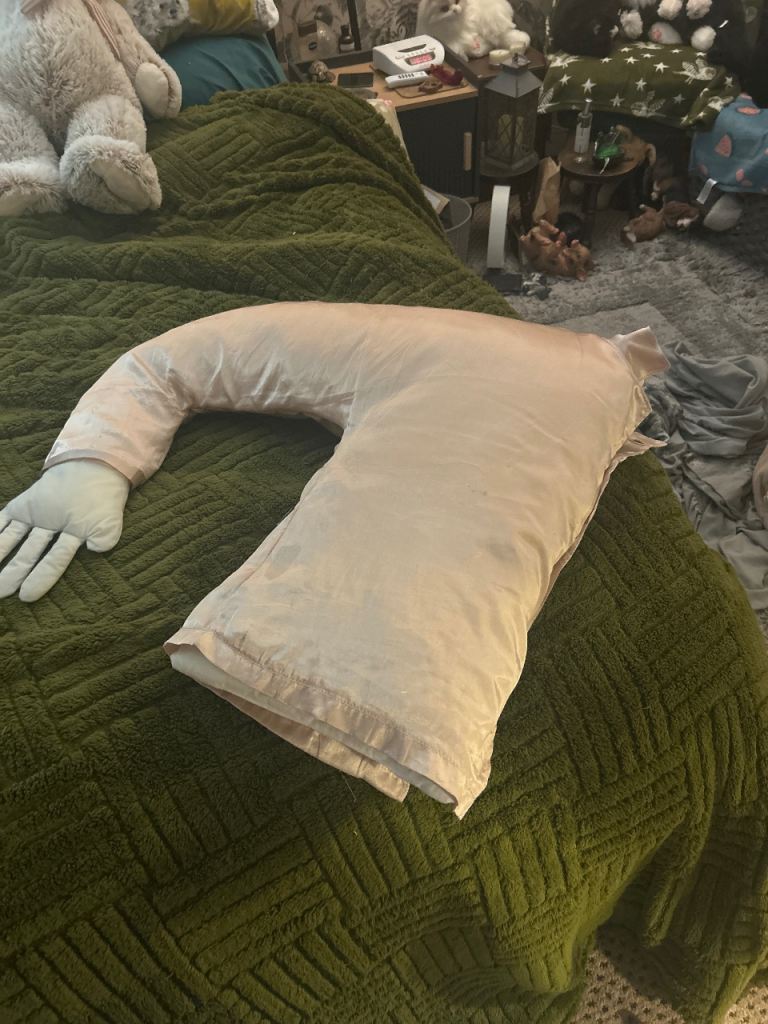 Hug pillow pink silk cover comes off