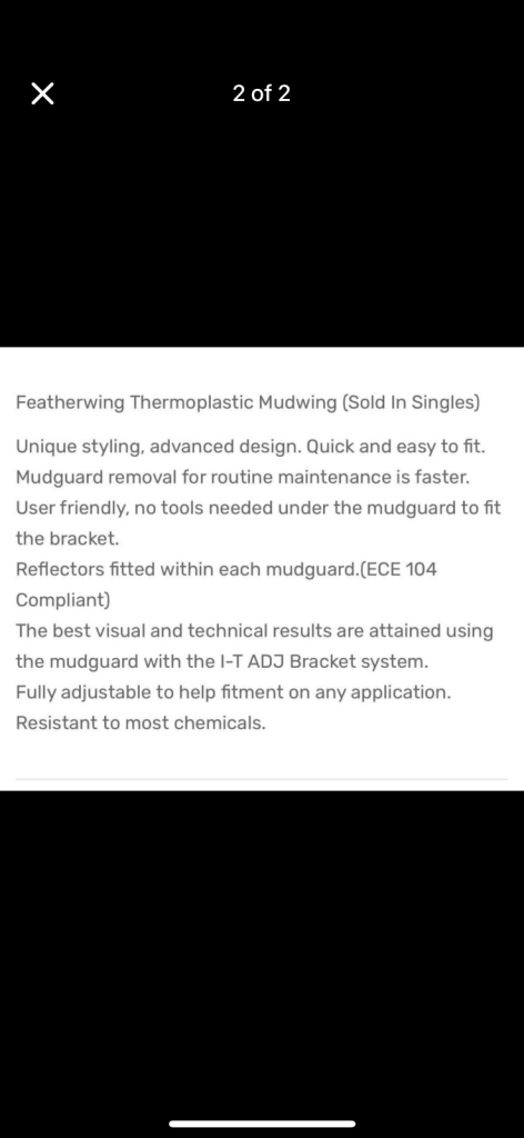 Featherwing Thermoplastic Mudwing for a lorry - brand new from HGV Direct