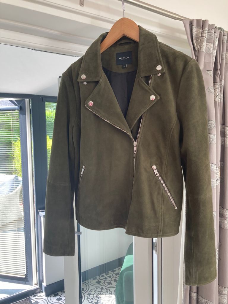 NA-KD Suede-Look Biker Jacket – Khaki, Good Condition