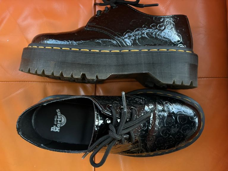 Dr Martens quad platform sole patent design shoes 