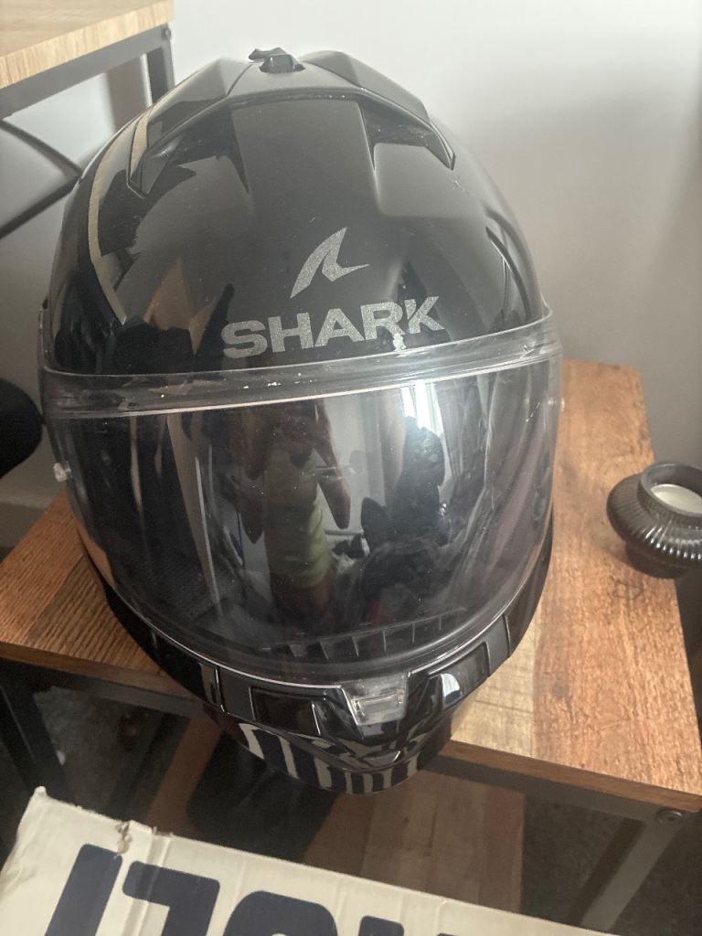 Shark Motorcycle Helmet - Black, Good Condition