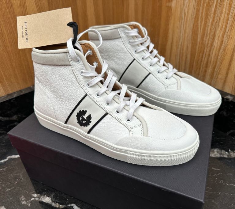 Belstaff Phoenix White Leather High Top Sneaker Trainers Boots Size 10  EU 44  US 11